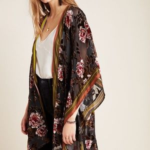 Anthropologie Burnout Velvet Kimono